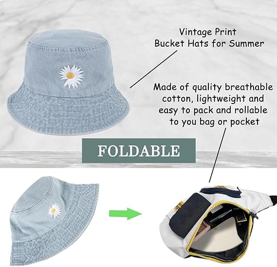 Fiskerhat til kvinder - Vendbar bomulds sommer strand solhat, foldbar fiskerhat