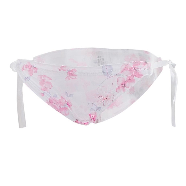 Dames Bandage Sheer Gaze Blomster G-streng Trusser Underbukser Hvid