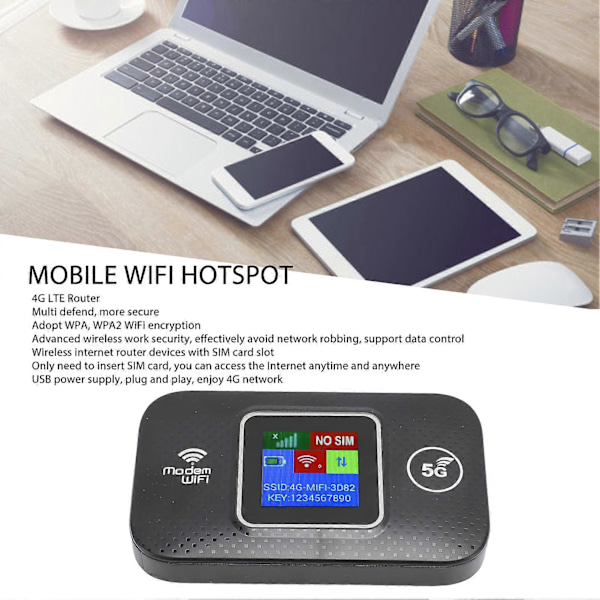 4G LTE Mobil WiFi Hotspot med SIM-kort Slot til Asiatisk Farveskærm Bærbar WiFi Router Trådløs Internet Router Enheder