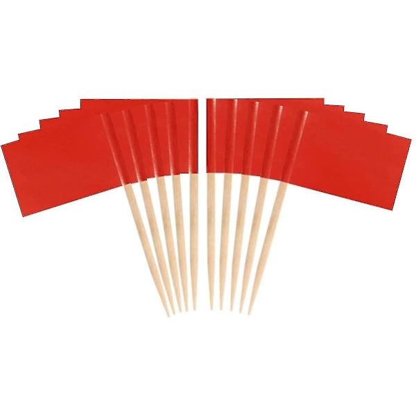 100 st Färgade Tandpetare Flaggor (röda) Tomma Tandpetare Flaggor, Frukt Ost Markörer Flaggor Små Mini Stick Cupcake Toppers Tomma Tandpetare Flaggor Röda Tandpetare