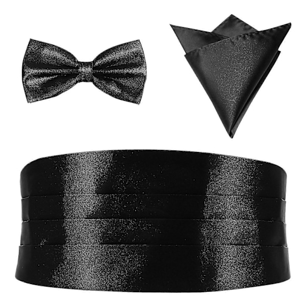 3 Pcs Men's Classic Bow Tie Cummerbund and Handkerchief for Parties Weddings Proms