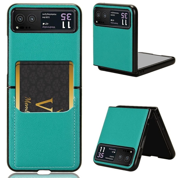 För Motorola Razr 40 5G PU Läder+PC- cover Litchi Texture Stötsäkert phone case-Blå Green Style E Motorola Razr 40 5G