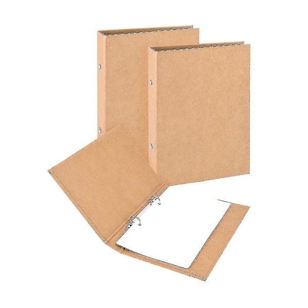 2 st A5 Påfyllningsbara Ringpärmar, A5 Kraftpapperspärmfack med 2 Ringar för att Lägga till Lösa Blad, A5 Kraft