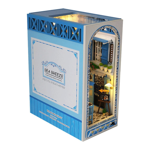 Bog Nook Diy Bog Nook Kit Med Varm Lys 3D Træpusleskapsel Indsats Dekor Hylde Indsats Miniature Dukkehus Model Kit Kreativt Uddannelsesmæssigt Bo