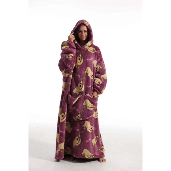 Oversized Pleddgenser, Bærbar Myk og Varm Sherpa Fleece Pleddgenser, Komfortabel Genser med Stor Lomme foran SYR29