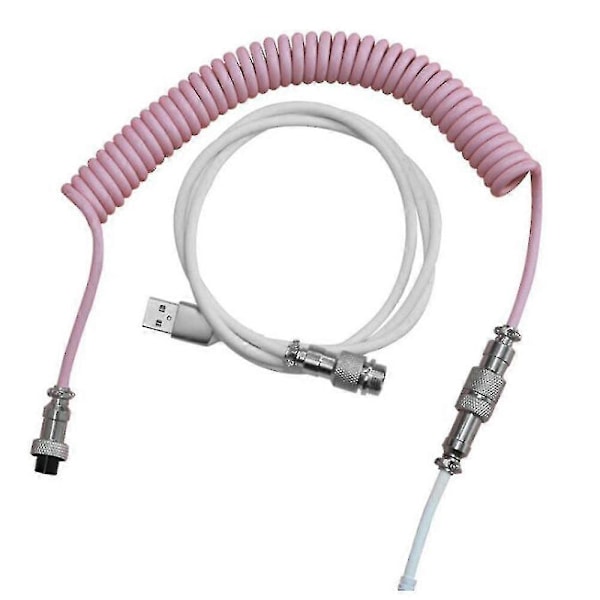 Mekaniikan näppäimistö kierteinen kaapeli Wire Type C - USB-kaapeli Pilot Coiling -kaapeli pelikäyttöön tarkoitettujen näppäimistöjen lisävarusteille, vaaleanpunainen