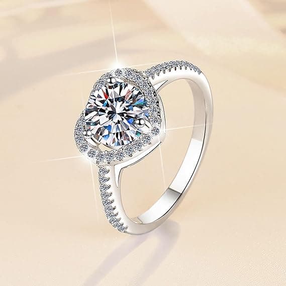 925 Sterling Sølv Hjerteformet Ring, Justerbar Tommelring for Kvinner