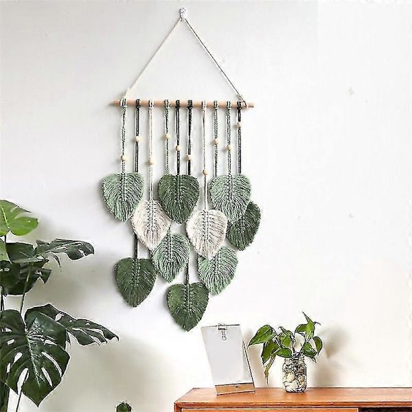 Blad Macrame Väggbonad Boho Rum Heminredning Vävd Estetisk Väggtapet Hem Rum Bröllop Deko