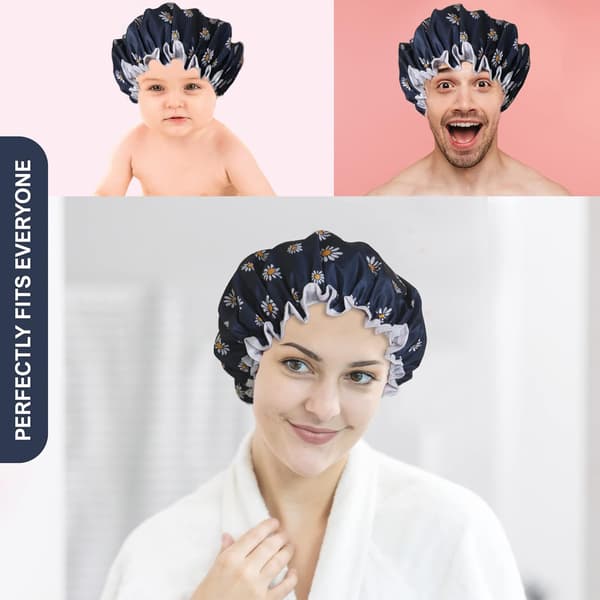 Premium dubbellager duschmössa för kvinnor med unik blomdesign