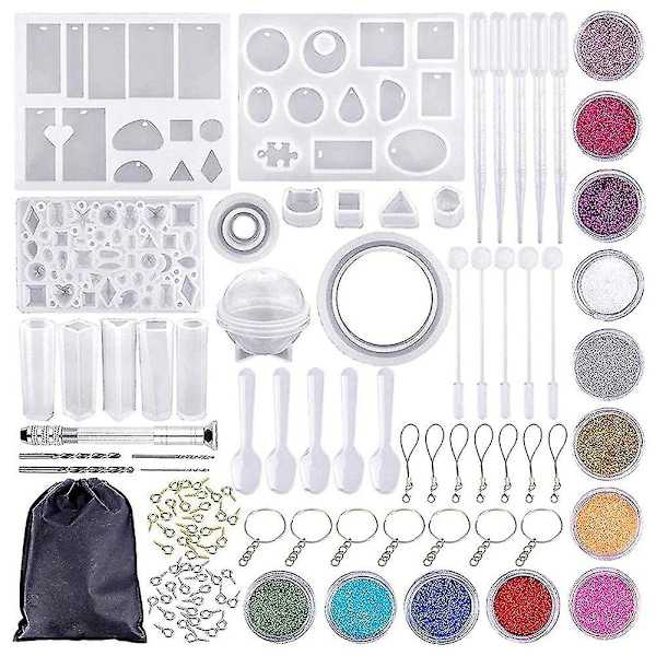 Harrtsform-kit, 108 st Diy Smycken Hantverk Formar Silikon Epoxy Harrtsform Incg Nyckelring