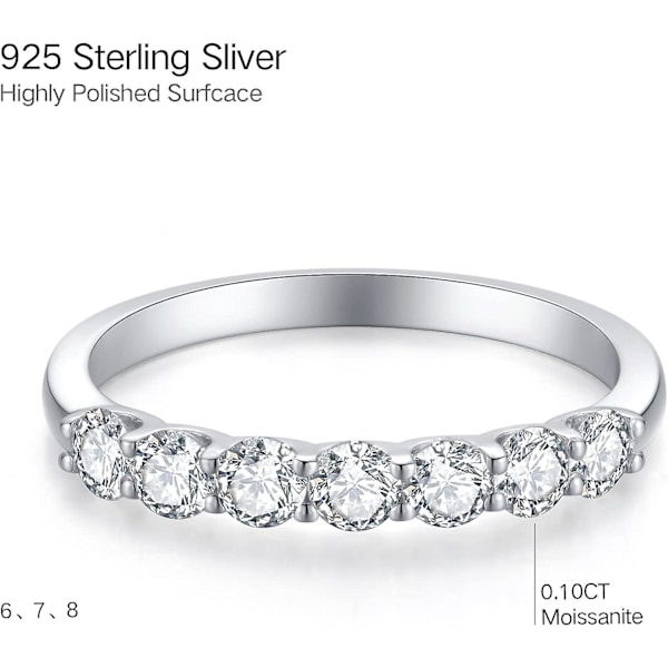 Moissanitt Ring 925 Sterling Sølvringer 18K Hvitt Gullbelagt 7 Steins Full Forlovelsesringer D Farge VVS1 Laboratorieprodusert Diamant Full Evighetsbryllupsbånd