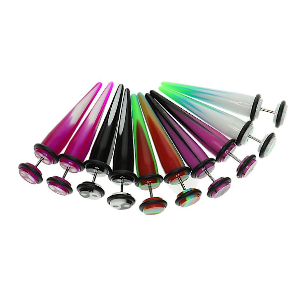 2x5 Par Assorterede Farver Taper Dobbelt O-ring Cheater Illusion Øreprop 1mm(18g)