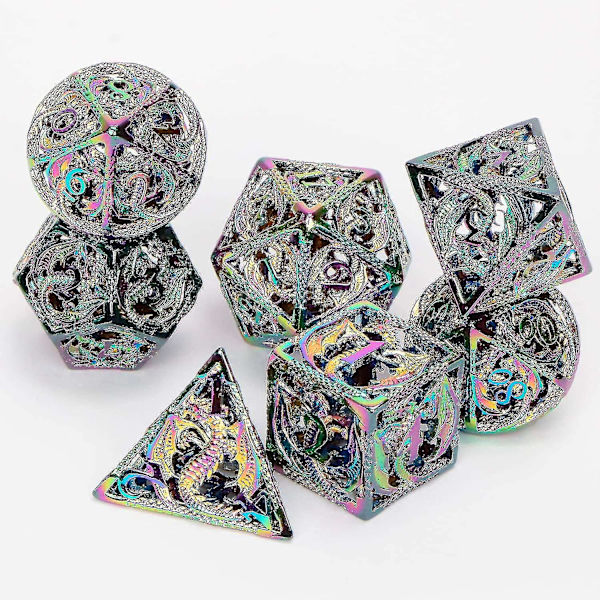 Kompatibel med Tärningssats Metall Dnd Tärningssats Ihålig Metall Polyeder Tärningssats -gt
