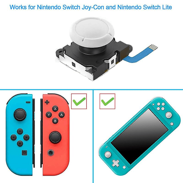 2-pak udskiftnings-joystick analog tommelfingerpind til Switch Lite Joy-con Controller - Med reparation