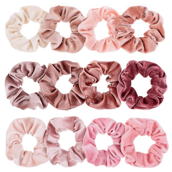Blush-teemaisen hiuslenkkien setti - Samettiset kumilenkit, 12 kpl Blush TR134