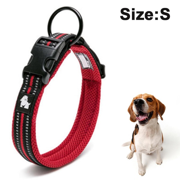 Medelstort och stort hundhalsband 3 m reflekterande mesh vadderat hundhalsband Justerbart nylon äventyrsdjurshalsband för utomhusbruk qd bäst