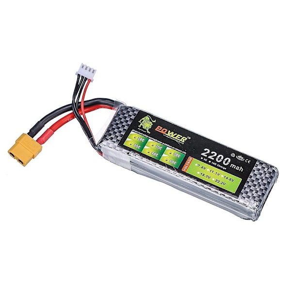 LION Power 7.4V 2200mAh 60C 2S Lipo Batteri XT60 Plugg for RC Bil