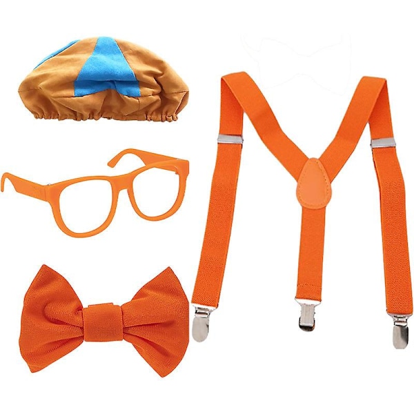 Blippi Children's Role Play Costumes Props Set, Children's Birthday Gift, Orange, 4 PCS