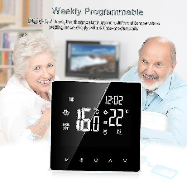 Wi-Fi Smart Termostat Digital Temperaturregulator Tuya App-kontroll LCD-skjerm Berøringsskjerm Ukentlig Programmerbar Elektrisk Gulvvarme Termostat For