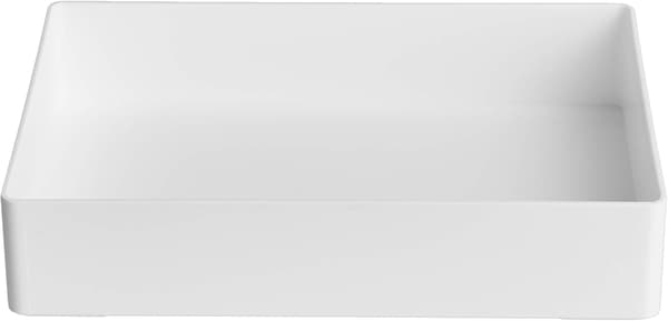 Amazon Basic Rektangulær Oppbevaringsboks i Plast med Brett, 25,5 x 17 x 4,5 cm, Hvit