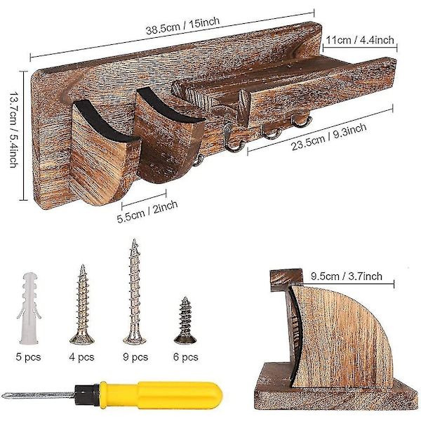 Gitarrväggshyllan Trävägg Gitarrhållare Gitarrhållare Gitarrställ Vägg Med 3 Krokar