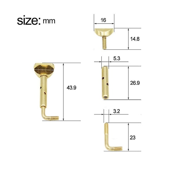 3x2 stycken Violinhaksskruvar 3/4 4/4 Violin Ersättningsdelar Guld