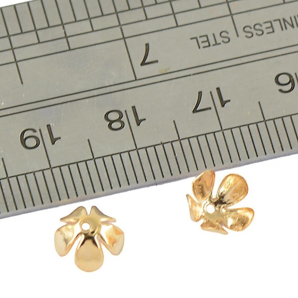 50 st/8 mm guldpläterade metallblommiga distanspärlor, modeaccessoarer