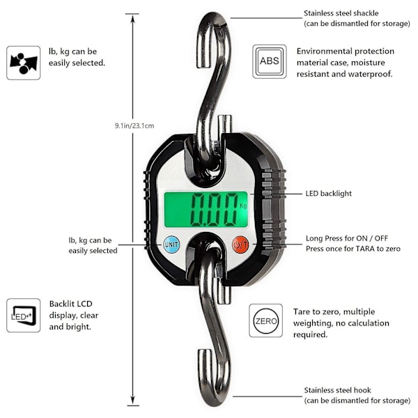 Kranvåg 150 kg Dubbel Noggrannhet Elektronisk Digital Hängvåg Mini LCD Loop