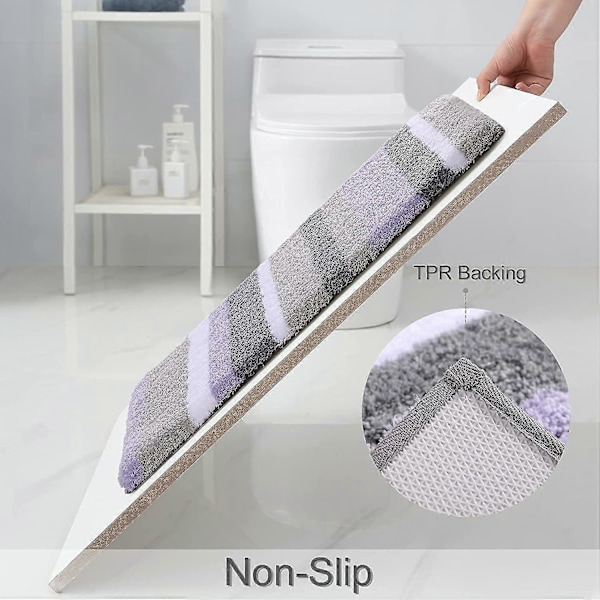 Mikrofiber Stribet Badeværelsesmåtter Bademåtte (lilla-grå, 17\"x24\") Ekstra Tyk, Blød Og Lusket, Absorberende, Maskinvaskbar, Anti-slip Bademåtter