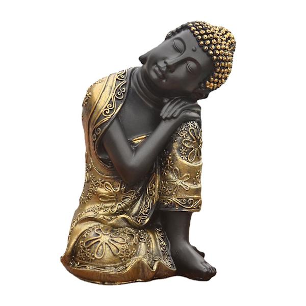 Knelende Buddha-statue i rustikk stil, for stue, religiøs, venstre