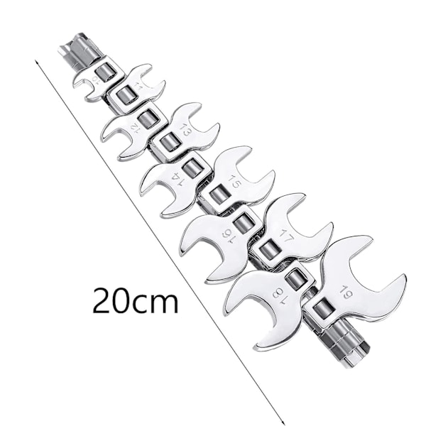 10 stk. 3/8 tommer drev Crowfoot-nøglesæt Stål Robust Åben Ende 10 11 12 13 14 15 16 17 18 19mm SAE Håndværktøj Reparationsværktøjer