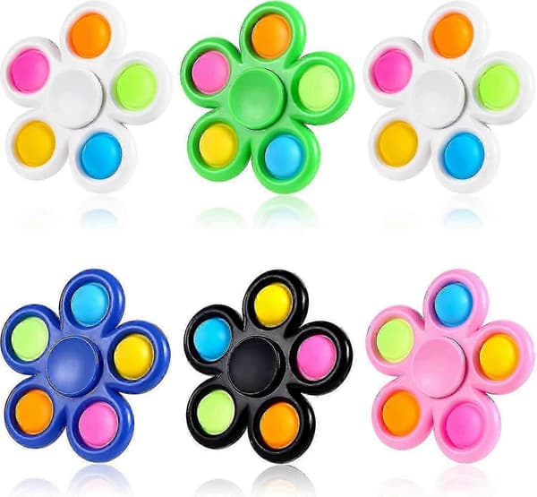 6-pak Pop Fidget Spinners, Push Bubble Fidget Spinner, Sanselegetøj til festgaver