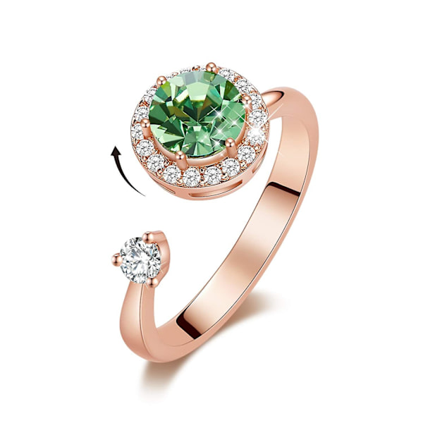 Ring för damer med födelsestein, lämplig för flickor, roséguld/rodiumpläterad, smycke för fru