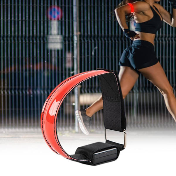 Färgglad LED-armband med USB-laddning för säkerhet utomhussporter Röd