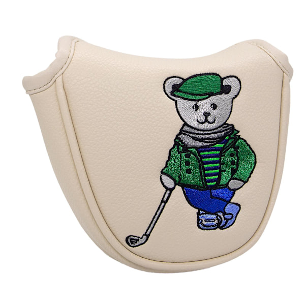 Golfklub Hoveddækning Wrap Sleeve Pu Til Golfspillere Golf Mallet Putter Hoveddækning Beige