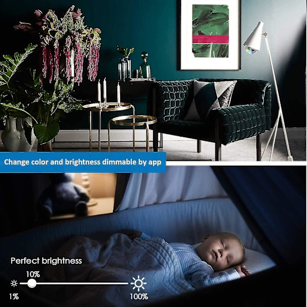 Smart Pære med Bluetooth Højttaler Trådløs Kontrol Lys Multi-farvet