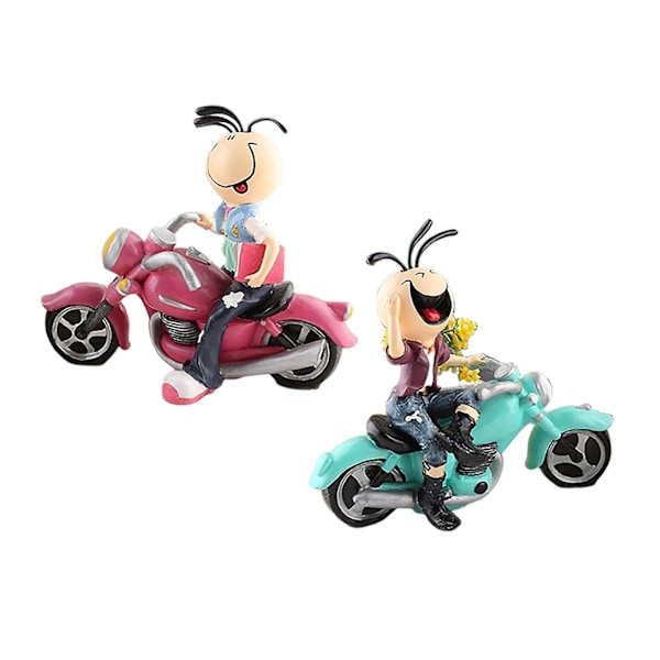 2 stk. Motorcykel Dukke Statuette Små Figurer Til Bordplade Kontor Soveværelse