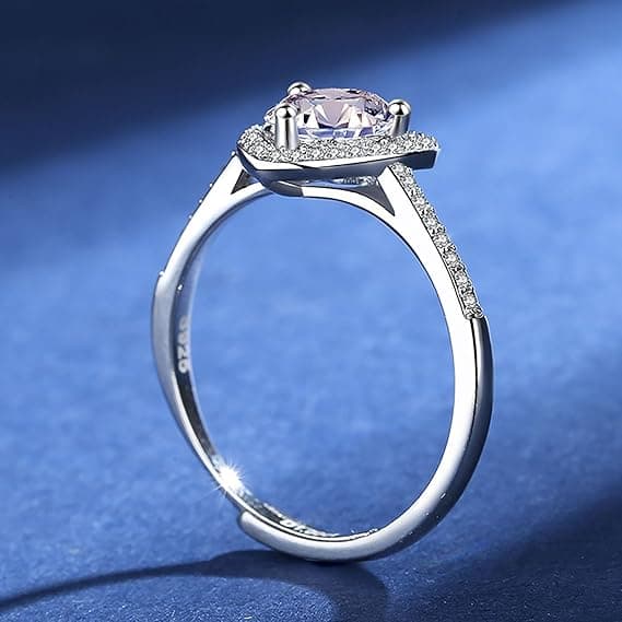 925 Sterling Sølv Hjerteformet Ring, Justerbar Tommelring for Kvinner