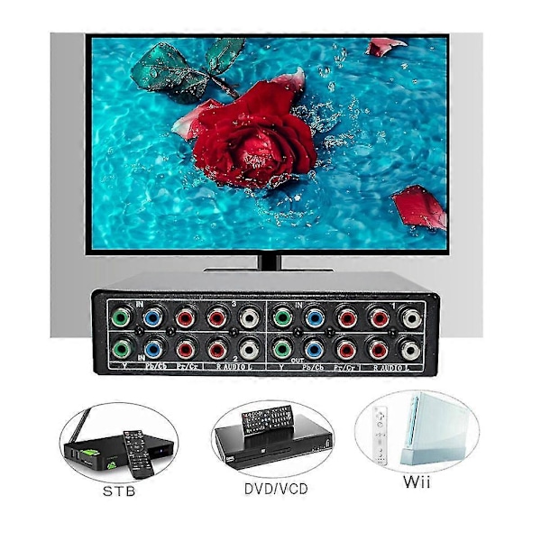 RGB-komponentswitch 5 RCA 3-vägs YPbPr-kabel Komponentswitch AV-växlare för PS2 DVD-spel