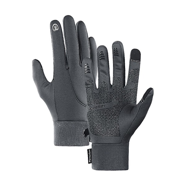 Windproof Winter Warm Gloves Touch Screen Anti-slip For Driving Hiking Men Grey M