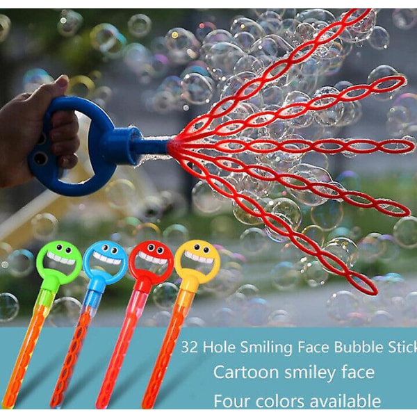 32-håls leende ansikte Bubble Stick med Bubbles Refill, Barns Bubble Wand-leksak Green