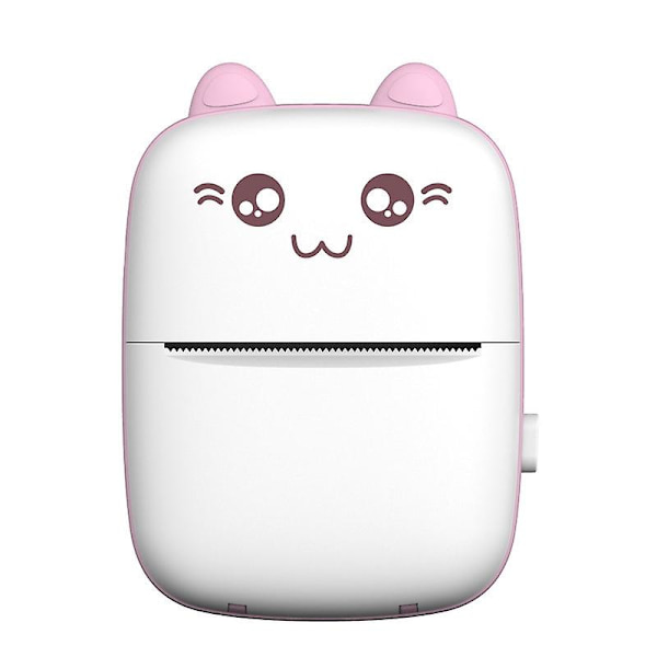 Minifotoprinter, termisk etikettprinter med USB-lading, bærbar Bluetooth (hvit-rosa)