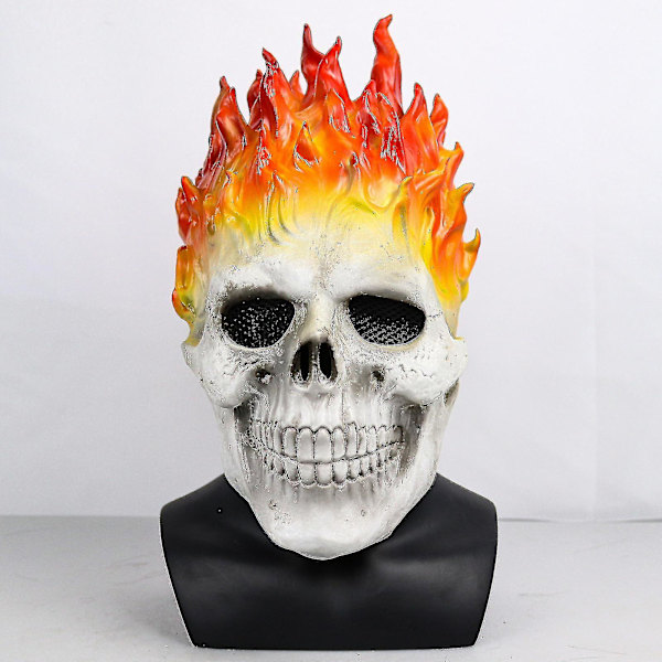 Halloween Ghost Rider Flammeskallemaske, Horror Spøgelse Fuld Ansigt Latex Cosplay Kostume Rekvisitter