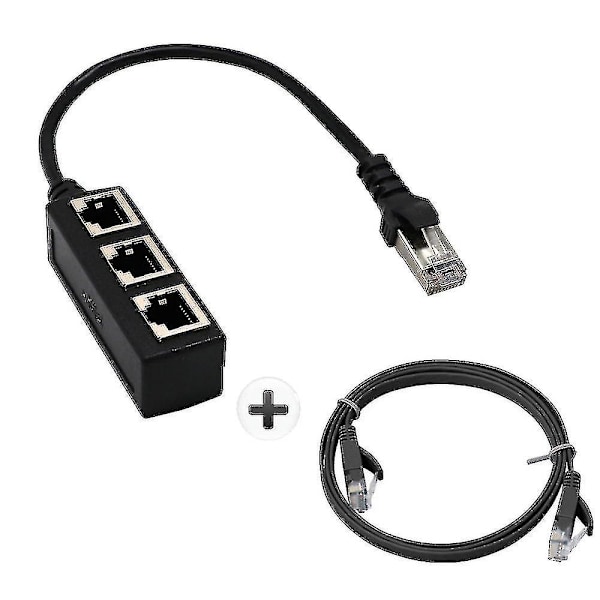 Rj45 Ethernet Cable Splitter Network Adapter Ethernet Splitter 1 To 3 Cable Adapter (hy)