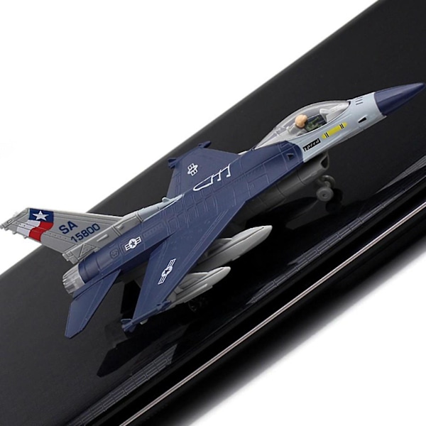 1:100 F-16 Jagerfly Diecast Legering Jagerflymodell Med Stativ Blå