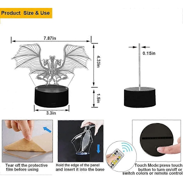 Godzilla Krig mod King Kong 3D Natlys Lampe til Børneværelset LED Dekoration Lampe Timing Fjernbetjening Fødselsdagsgaver eller Præsentere Fester til Drenge/Piger/Baby