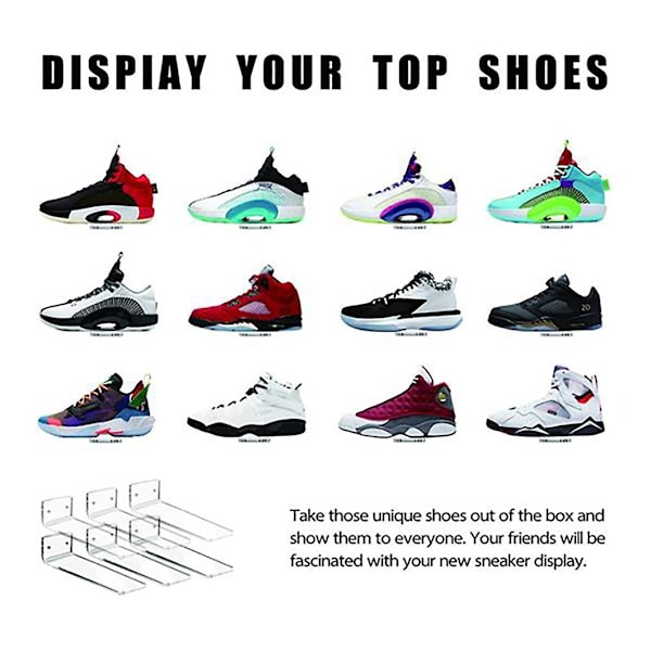 6-pack Flytande Skohylla, Väggmonterad Levitationshylla för Sneaker-Samling