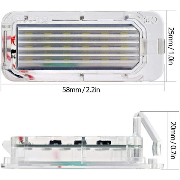 2x LED Nummerplate Lysutskifting for Ford Fiesta Focus C-max Kuga Mondeo Jaguar