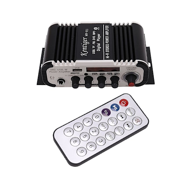 - V11 Bluetooth Forstærker 2-kanals Super Bass Lydforstærker Med Fjernbetjening Tf Usb Fm 85db Mp3 Fm Radio
