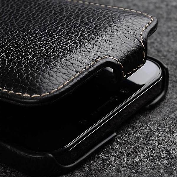 MELKCO Fodral för iPhone 15 Anti-fall Vertikalt Flipp Äkta Ko-Läder+PC-Skydd
